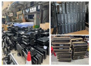客戶賣來本店，100多部主機，500多個顯示器，30多個LED TV。